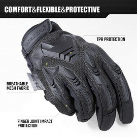 WTACTFUL Full Finger Gloves for Motorbike Motorcycle Riding Cycling Bicycle Hunting Hiking Riding Work Climbing Camping Driving Men's Gloves Black S