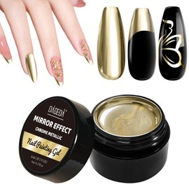 DAGEDA 8ml Metallic Gel Nail Polish, Mirror Finish Gold Polish, Metal Nail Painting Chrome Nail Polish, High Gloss Fingernail Polish Soak Off UV/LED for DIY Nail Art