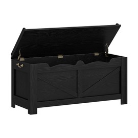 Hzuaneri 39.4" Storage Bench, Storage Chest, Lift-Top Storage Trunk with 2 Safety Hinges, Wooden Storage Box Chest Organizer for Bedroom, Entryway, Living Room, Black SB04504X