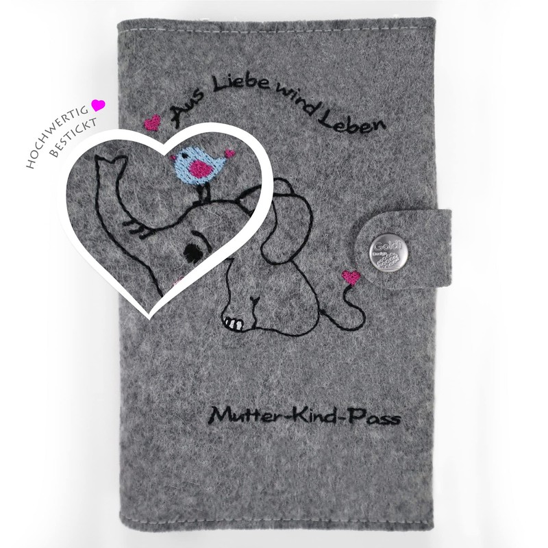 Goldi-Design Maternity Log Cover Mother Child Passport Cover Elephant Extra