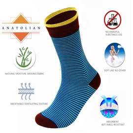 anatolian Colorful Crew Socks for MEN WOMEN - Natural Silken Soft Seamless Casual or Dress Socks (Color Lines)