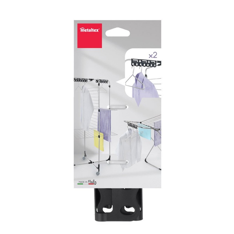 Metaltex Hanger Hook Rack 2 Pieces, Black, 24 x 7