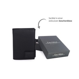 SecWal Card Holder With Coin Compartment, Press Stud Sw2-osaka-01 Schwarz, Black Osaka