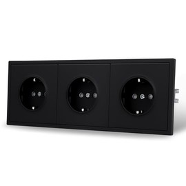 JIMEIDA 3 Socket Black Matt Flush-Mounted Smooth Skin Feel with Plug-In Terminal 16 Amp Socket Wall Socket (Cannot Be Installed Vertically)
