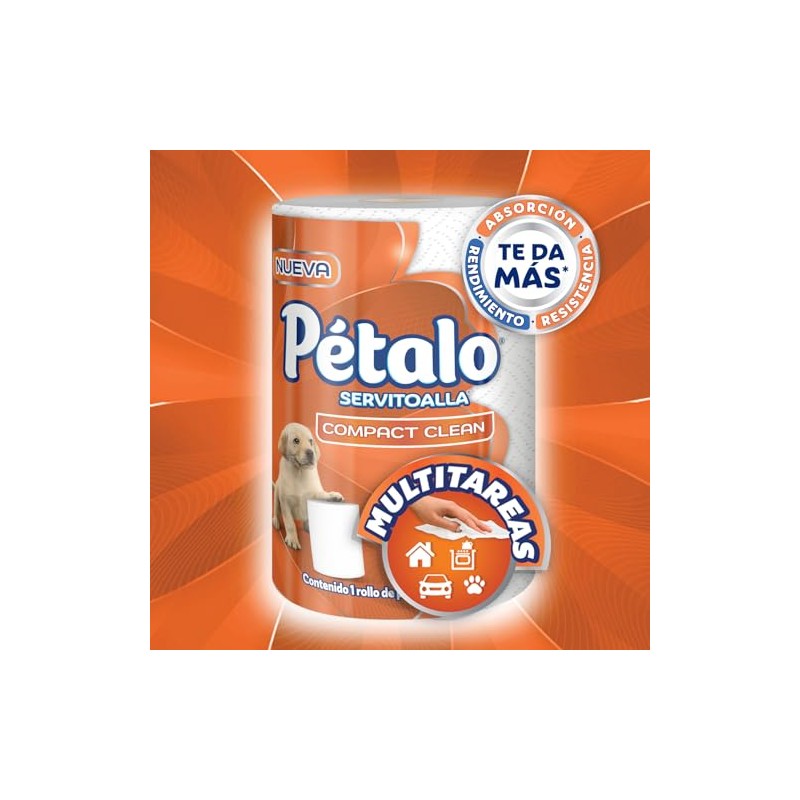 Pétalo Compact Clean, Servitoalla, 1 Rollo con 200 Hojas, Multitareas