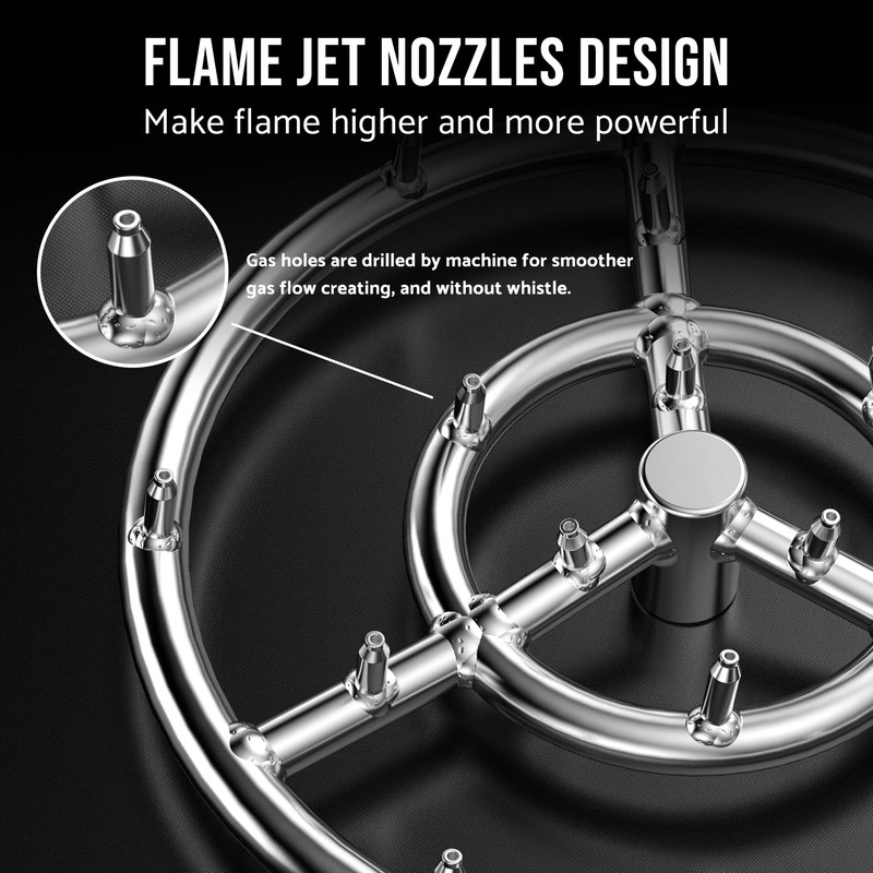 Skyflame 12-Inch Round Stainless Steel Fire Pit Jet Burner Ring