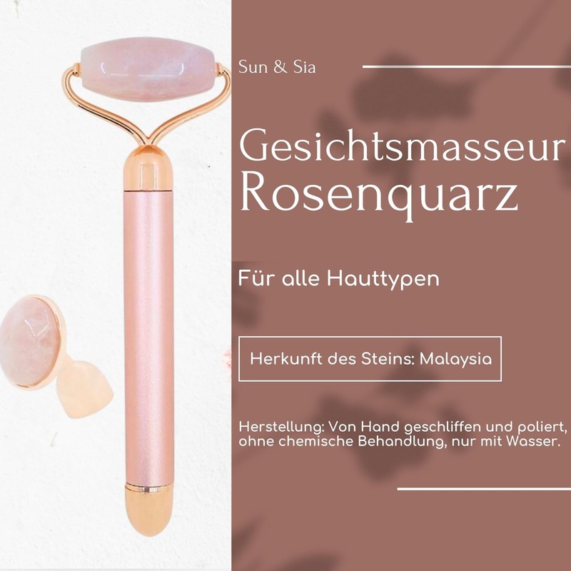 Masseur Face Roller Stone Quartz Electric Pink - Roller in