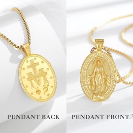 EUDORA Harmony Ball Necklace Saint Mary Miraculous Wonderful Medal for Men and Women 18K Gold-Plated Sterling Silver, Virgin Mary Necklace Pendant Jewellery, Gift for Men Women, 22 Inches, Sterling