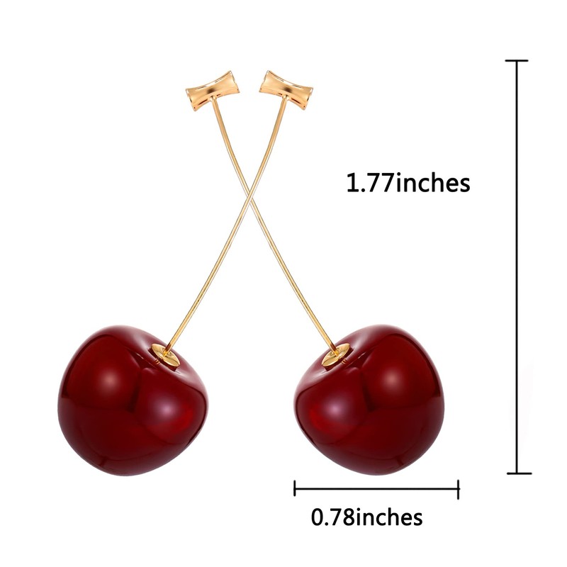 AMOR SPES Cute Earring 18K Gold Plating Cherry Stud Earrings