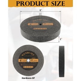 WENHUALI 6 Inch Bench Grinder Polishing Wheels, 9P Hardness Buffing Wheels for Bench Grinder, Deburring Wheel Easily Polish Scratches on Golf Clubs Metal Copper, 180 Grit 1" Thickness for 1/2" Arbor