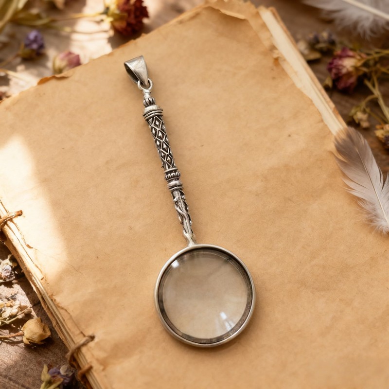 Uppmeant Vintage 925 Sterling Silver Magnifying Glass Necklace - 10X