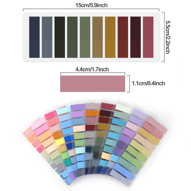 Qufiiry 2000Pcs Sticky Tabs, Book Tabs, Writable Index Tabs, Coloured