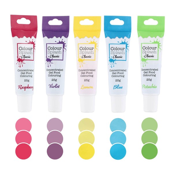 Colour Splash Food Colouring Gels, Unicorn 5 Pack, Highly Concentrated Gels, Easy to Use Squeezy Tubes, Transform Plain Cakes Into Bright, Eye-Catching Creations - Multipack