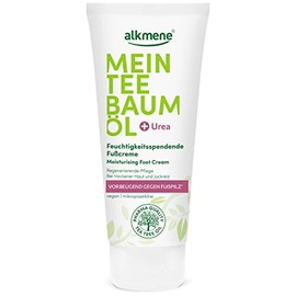 Alkmene Crema reparadora intensiva de pies, crema para pies con aceite de árbol de té, vegana y sin parabenos para pies ásperos, secos y agrietados, c