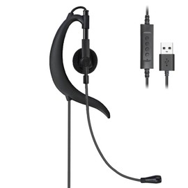 Weatwo Wired Single-Side USB Earbud with Microphone & Adjustable Ear Hook