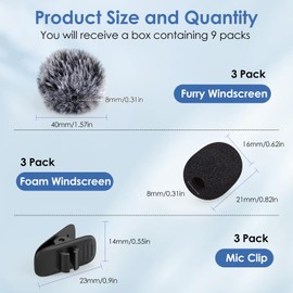 9 Pcs Mini Wireless Foam Microphone, Lavalier Microphone Sponge Mini Foam Cover Set to Reduce Plosive and Better Highlight the Vocals, Washable and Windproof Wind Screen