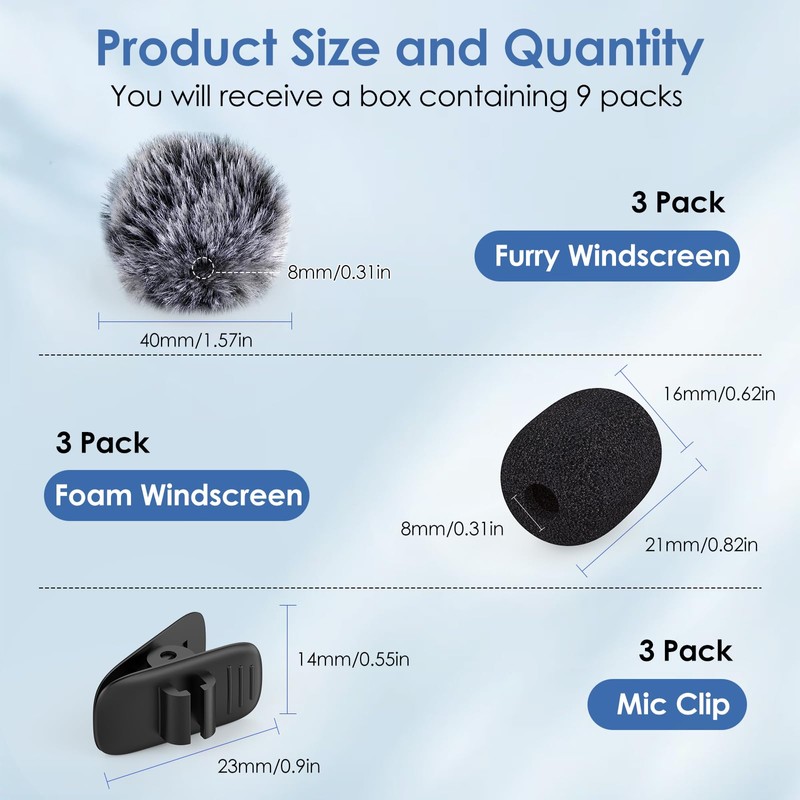 9 Pcs Mini Wireless Foam Microphone, Lavalier Microphone Sponge Mini