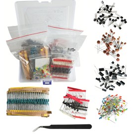 MTDELE 1400Pcs Electronic Component Kit Metal Film Resistor Transistor Component Electrolytic Capacitor Ceramic Capacitor Diode LED Diode Compatible with for Arduino DIY Electronic Parts