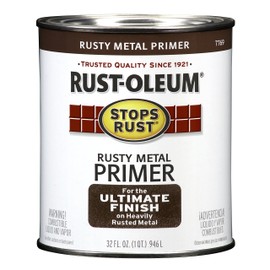 Rust-Oleum 7769502 Stops Rust Rusty Metal Primer Brush Paint, 1 Quart, Flat Brown