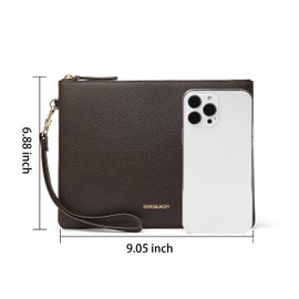 DORIS&JACKY Lambskin Leather Wristlet Clutch Purse For Women Large Soft Designer Wallet With Strap