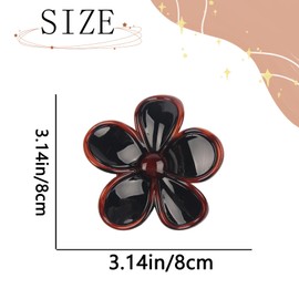 Hawaiian Flower Hair Claw Clips for Women Black Floral Hair Clips with Amber Color Artificial Tropical Hair Clip for thick hair Large Spring Festival Hairpins Barrettes Beach Hair Accessories 1Pcs