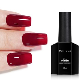 TOMICCA Sheer Gel Nail Polish, Jelly Red Nail Polish, Long Lasting Wine Red Gel Polish for Translucent Color Nail Art DIY Manicure Salon