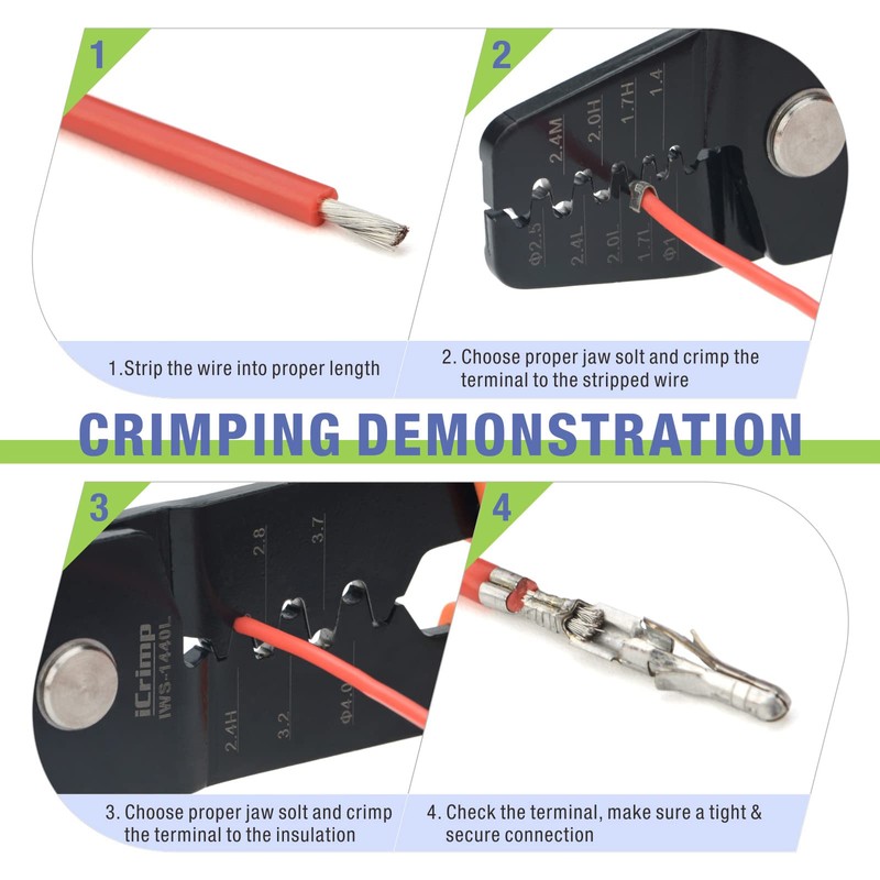 iCrimp Open Barrel Terminals Crimper for Various-sized Contacts AWG 28-14