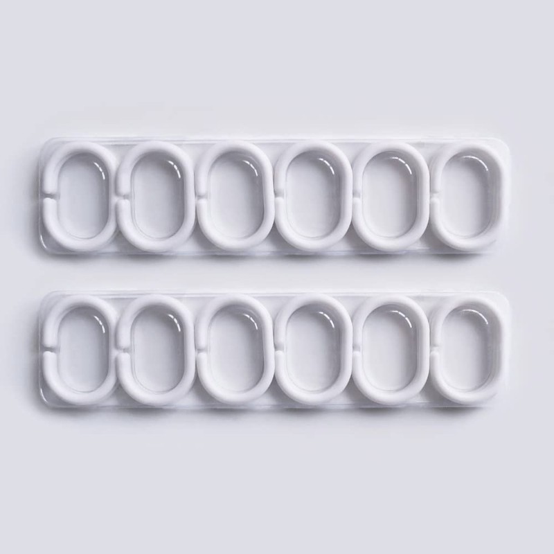 Plastic Shower Curtain Hooks White Curtain C Rings for Bathroom