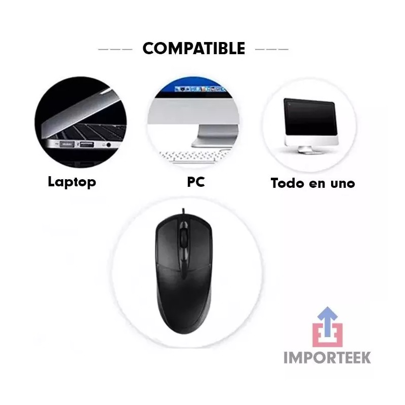 Importeek 3pz Mouse Optico Alambrico Usb Ergonomico Portatil Pc Laptop