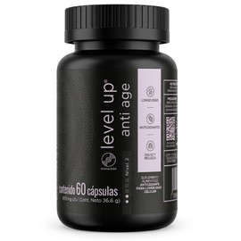 Level Up Anti Age  Resveratrol, Astaxantina, Vitamina E y Betacarotenos para Longevidad y Protección Antioxidante  Piel, Cabello y Vitalidad  60...   