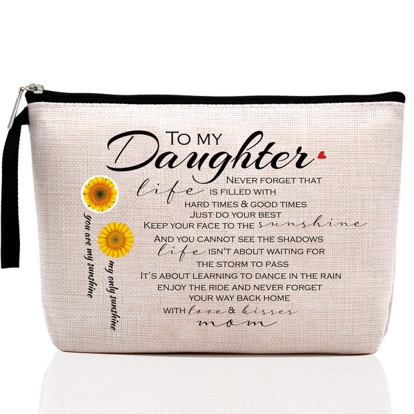 Sweet 16 Gifts for Girls, Daughter Gifts from Mom, Makeup Bag-Daughter Birthday Gifts -16 Years Old Girl Birthday Gift, Cosmetic Pouch, Travel Case