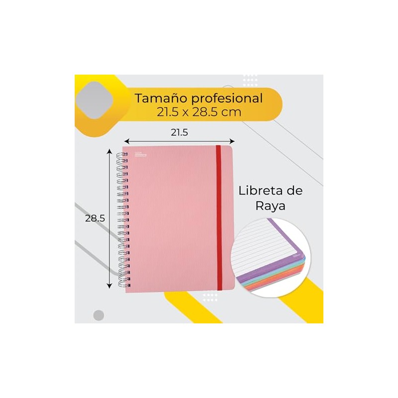 Printaform Libreta Profesional Arcoíris Pastel Universitaria 200h, 2 piezas, Raya,