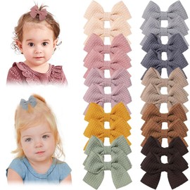 Baby Hair Clips, 20PCS Grosgrain Ribbon Hair Bows, Little Ribbon Bows Non Slip Baby Hair Clips, Baby Hair Bows Clips, Tiny Bow for toddlers fine hair mini bow(10 Colors)