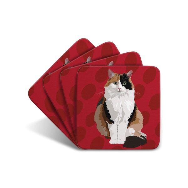 Tort Cat - Set of 4 Coasters - Leslie Gerry