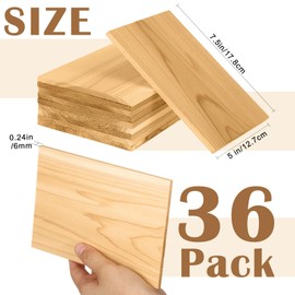 Sasylvia 36 Pack Cedar Planks for Grilling Salmon Fish Meat, 6mm/0.24in Thick Natural Western Cedar Wood, Easily Infuse Smoky Flavor into BBQ, Grilling Gift Idea,Restaurant Quantity (7" l X 5" w)