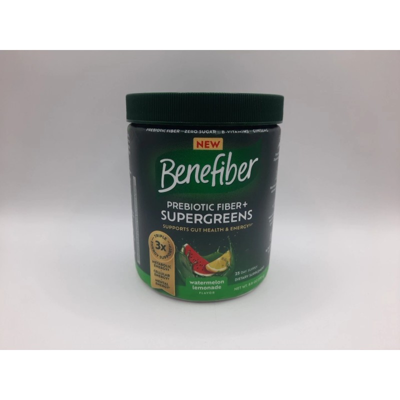 Benefiber Prebiotic Fiber Supergreens Dietary W.melon Lemonade 8.8 oz Ex