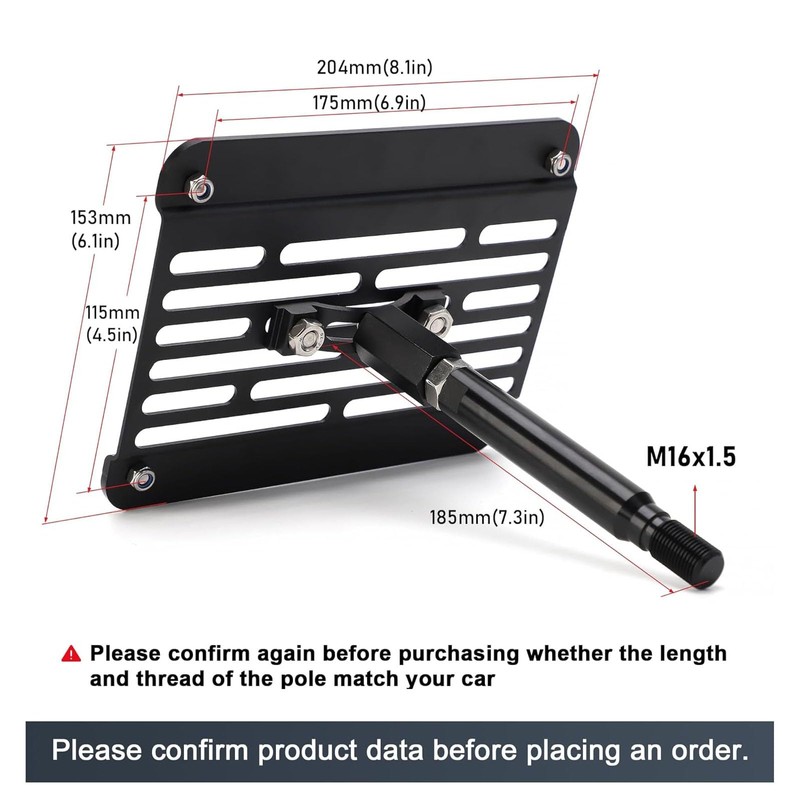 CNSPEED Front Bumper Tow Hook License Plate Mount Relocator Bracket