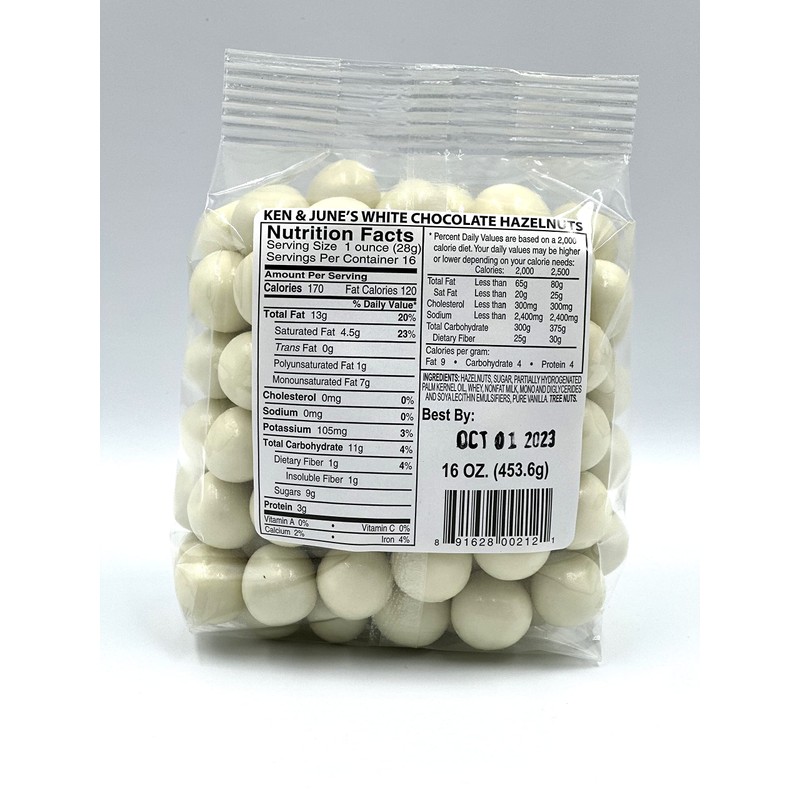 White Chocolate Coated Hazelnuts - 16 Oz Bag