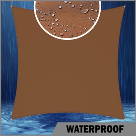 ShadeMart 11' x 13' Brown Waterproof Shade Sail Sun Shade Sail Rectangle Custom Size Water Resistant Canopy Awning Shelter, 95% UV Blockage for Outdoor Patio Garden Carport