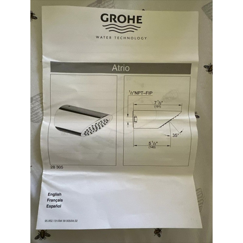 Grohe Atrio Luxury Non-Adjustable Shower Head 28305BE0 Infinity Sterling NEW