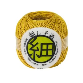Olympus Sashiko Yarn Fine (Thread Thin), Cotton, Ball, Approx. 80 m, Colour 205, Ochre, Made in Japan