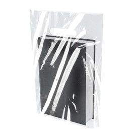 Linelglobal Plastic Shopping Bag for Small Business 11.8" Merchandise Bag Die Cut with Handle Store Retail - Clear