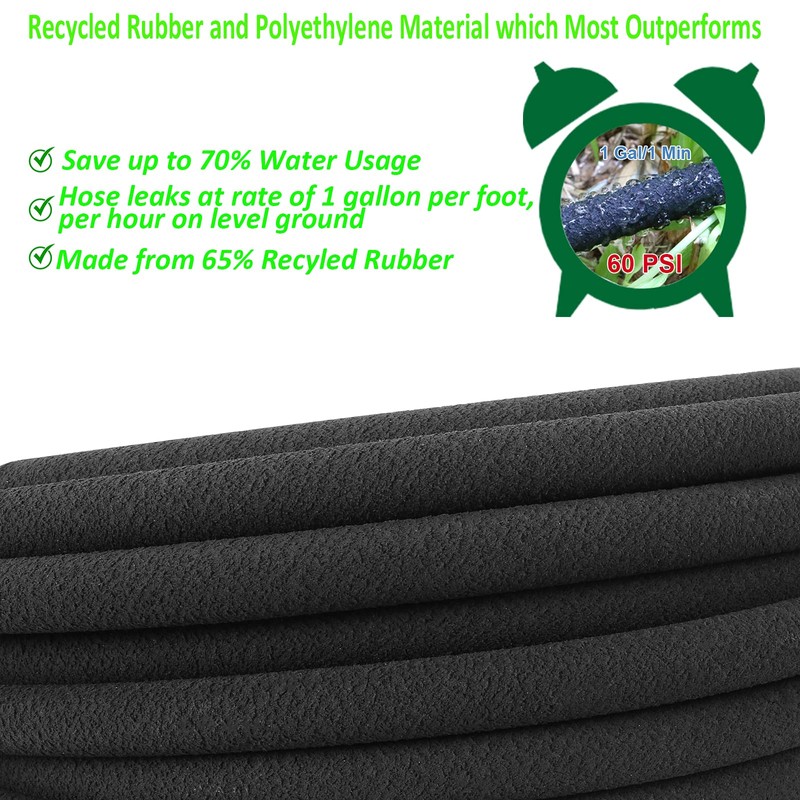 STYDDI Soaker Hose, 1/2" x 75 FT Round Rubber Garden