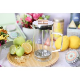 Teabloom Prensa de té con mango de cobre y filtro de acero inoxidable – Elección de los conocedores del té – Máquina de té Pekoe, 34 onzas