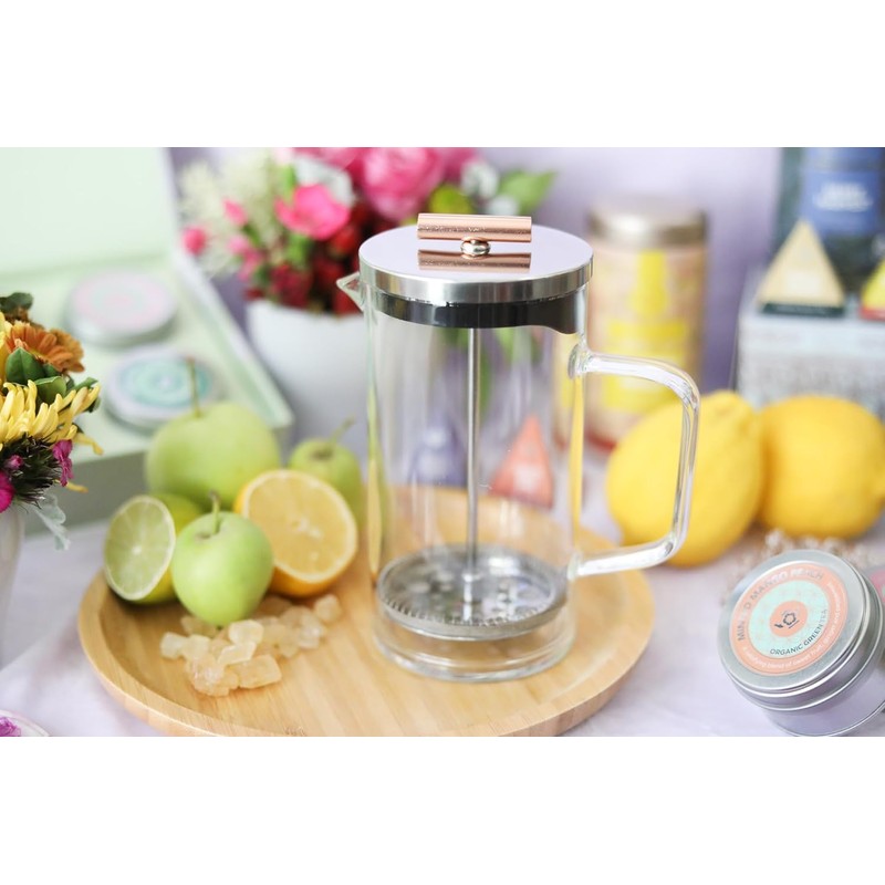 Teabloom Prensa de té con mango de cobre y filtro