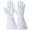 Men's Long Cuff Gauntlets Gloves Piper Drummer Band Gloves (White,