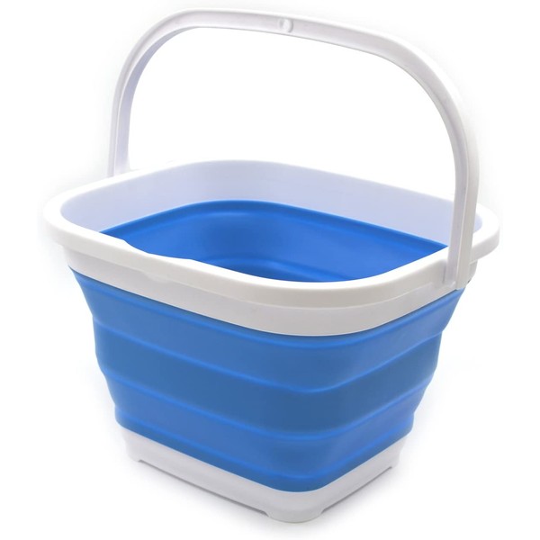 SAMMART 10L (2.6 gallon) Collapsible Rectangular Handy Basket/Bucket (1, Blue)