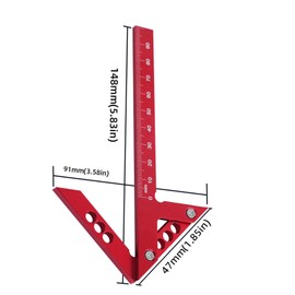 Limeow 1 Piece Centre Finder Centring Square Carpenter's Square Protractor Speed Marker Try Square Carpenter's Square for Wood Measuring Fitting Processing Cylindrical Centring Angle Marking