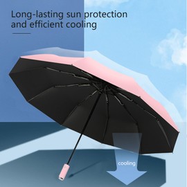EEPLUYTY Umbrellas, Automatic Umbrella, Pocket Umbrella, Open-Close with 10 Ribs, Umbrella Stormproof, Umbrella with UV Protection, Rain or Sunshine, pink