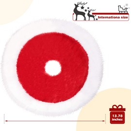 Sumind Mini Christmas Tree Skirt 15 Inch Red and White Plush Xmas Tree Skirt Miniature Christmas Tree Skirt Decor for Xmas New Year Holiday Party Home Ornaments